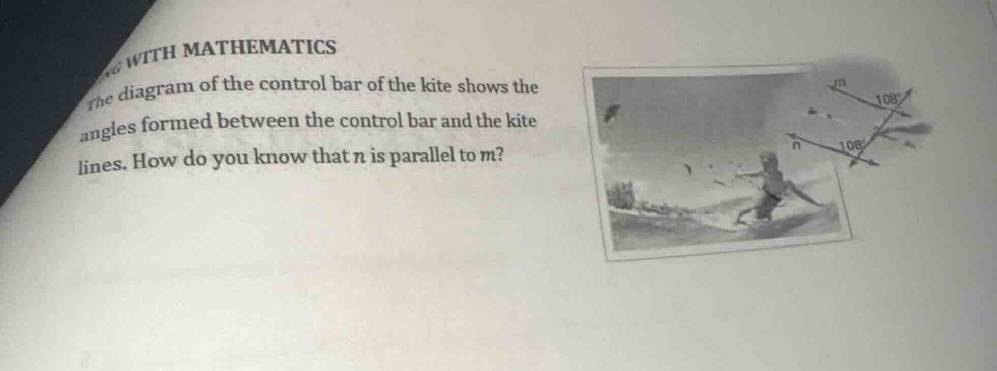 with mathematics the diagram of the control bar of the kite shows the a…