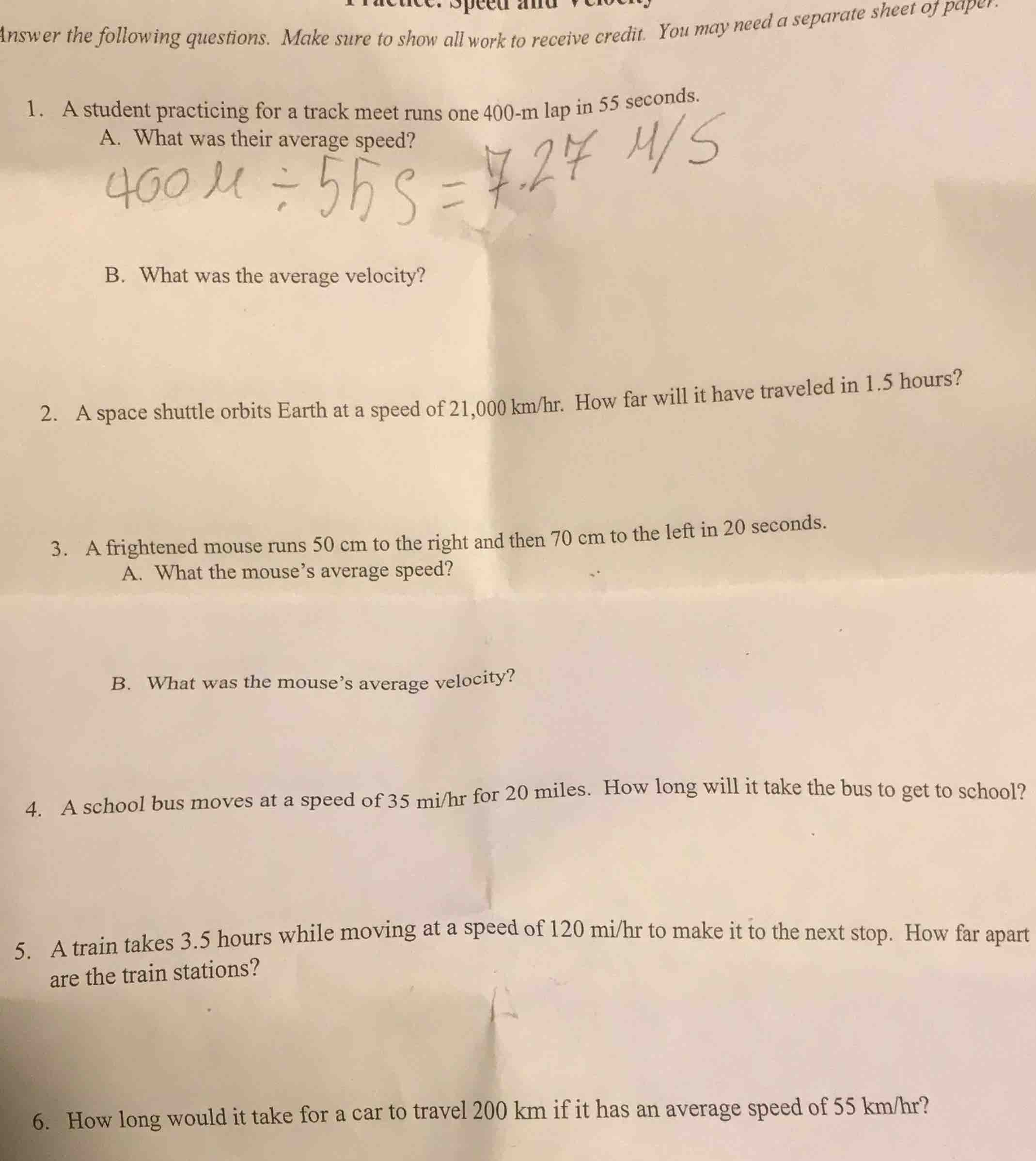 answer the following questions. make sure to show all work to receive c…