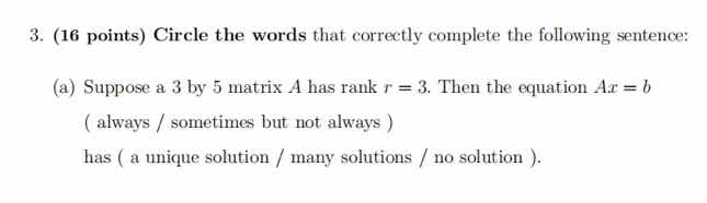3. (16 points) circle the words that correctly complete the following s…