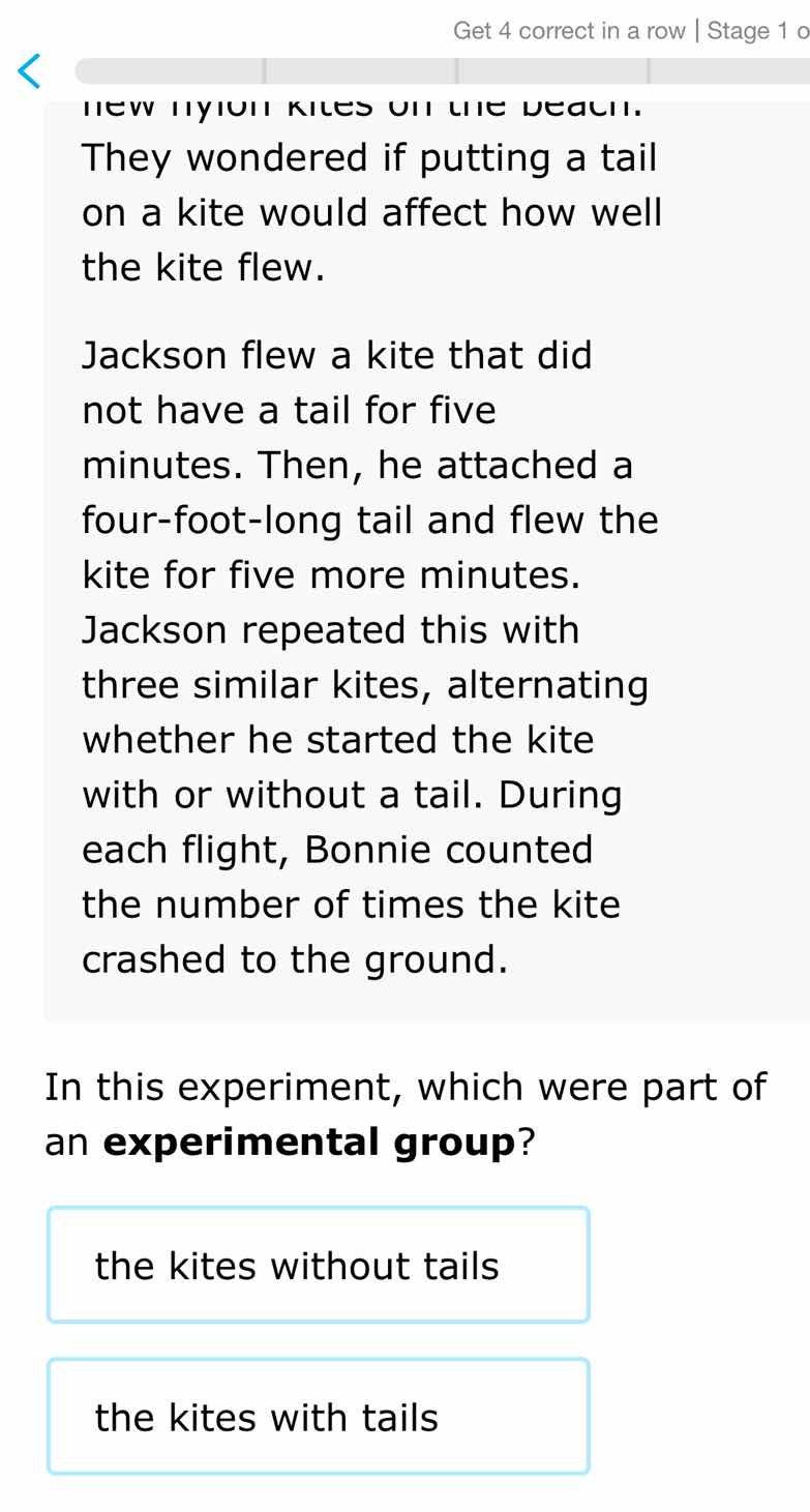 they wondered if putting a tail on a kite would affect how well the kit…