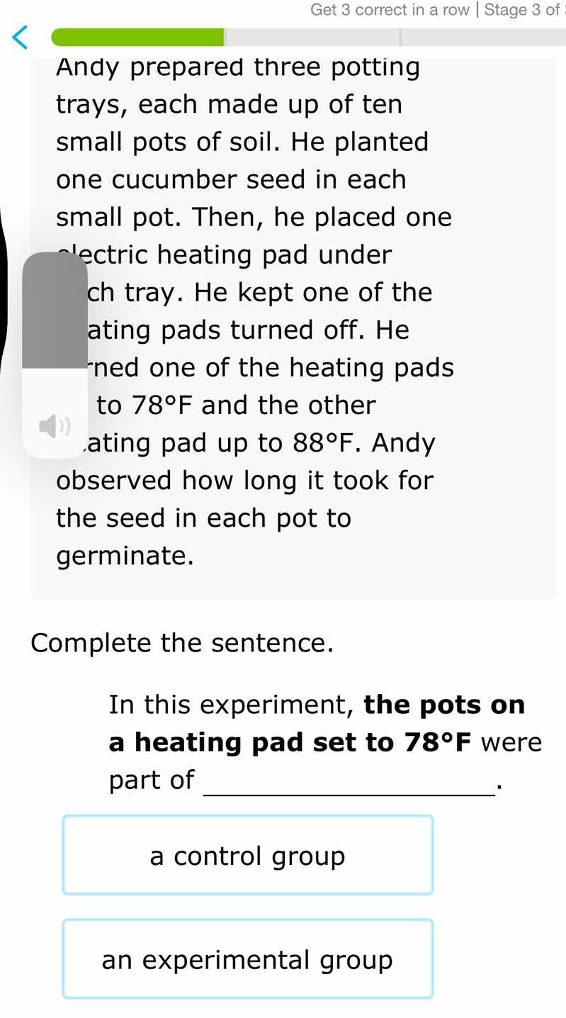 andy prepared three potting trays, each made up of ten small pots of so…