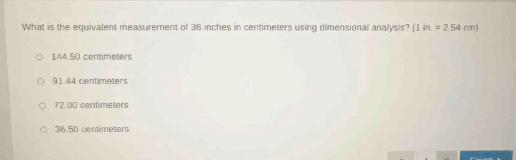 what is the equivalent measurement of 36 inches in centimeters using di…