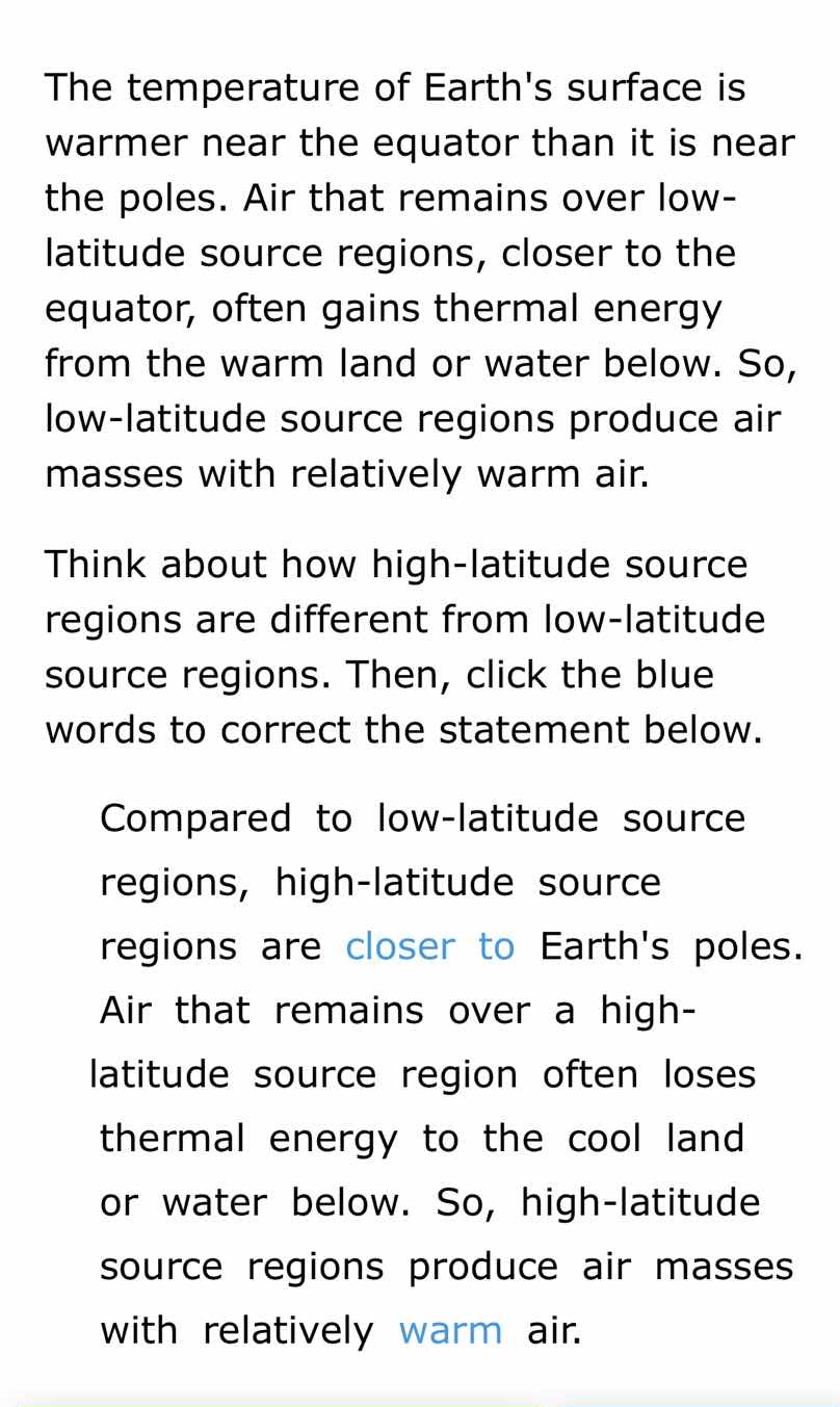 the temperature of earths surface is warmer near the equator than it is…