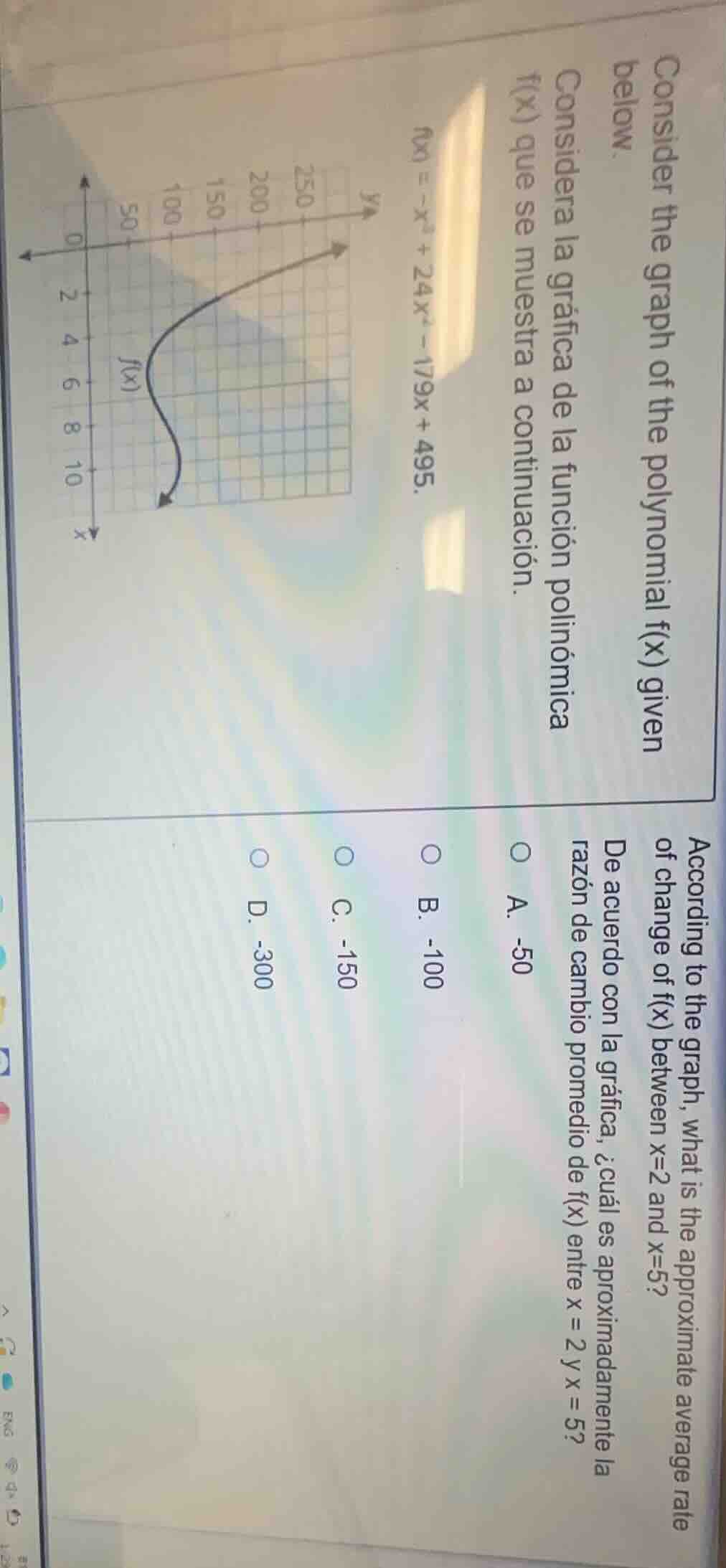 consider the graph of the polynomial f(x) given below. considera la grá…