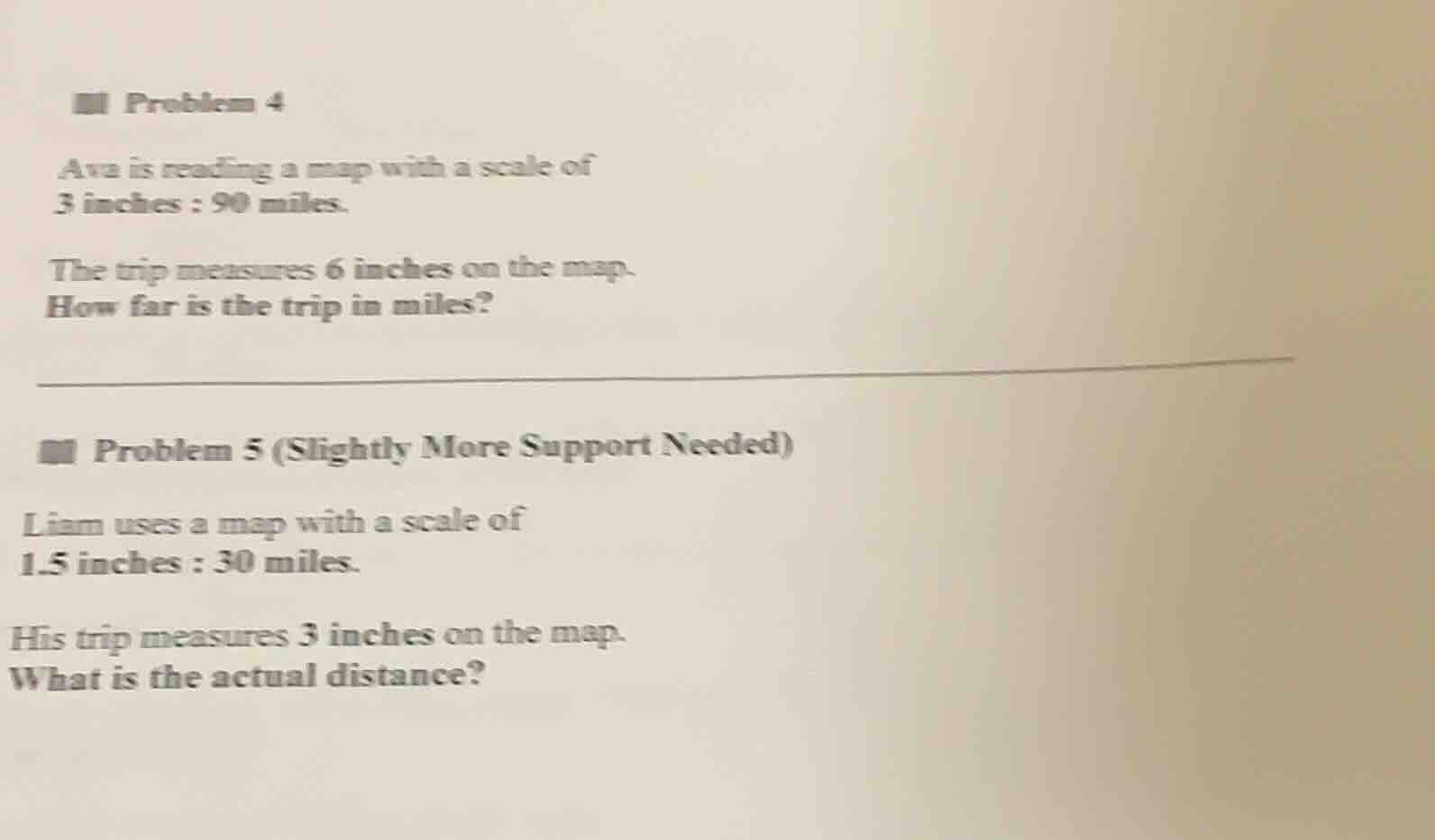 problem 4 ava is reading a map with a scale of 3 inches : 90 miles. the…