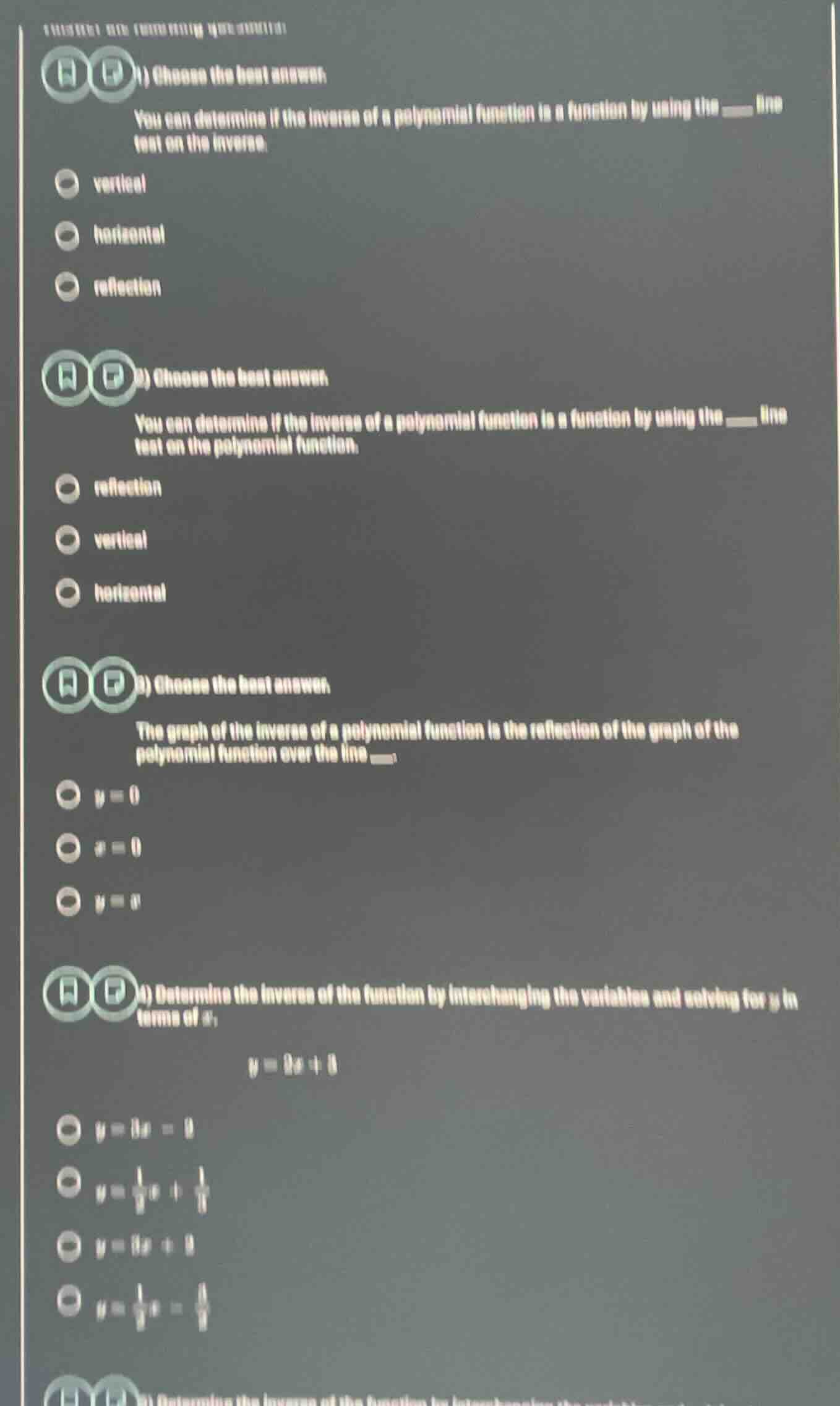 1) choose the best answer: you can determine if the inverse of a polyno…