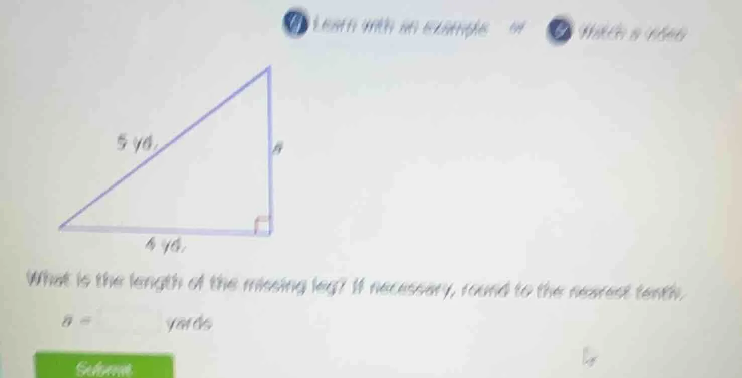 what is the length of the missing leg? if necessary, round to the neare…
