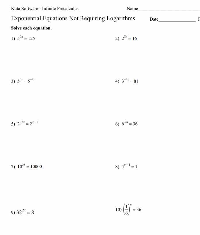 kuta software - infinite precalculus name exponential equations not req…