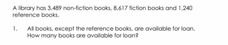a library has 3,489 non - fiction books, 8,617 fiction books and 1,240 …