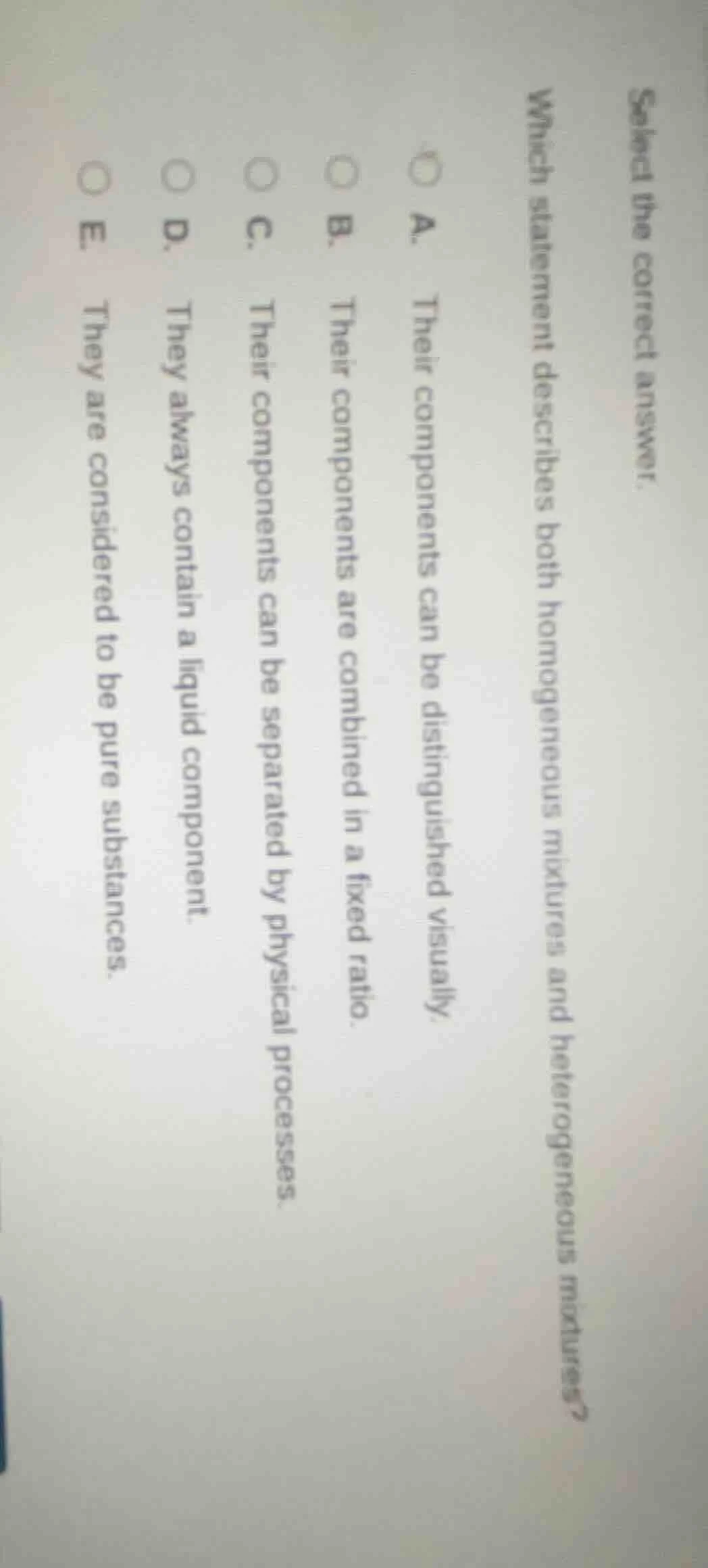 select the correct answer. which statement describes both homogeneous m…