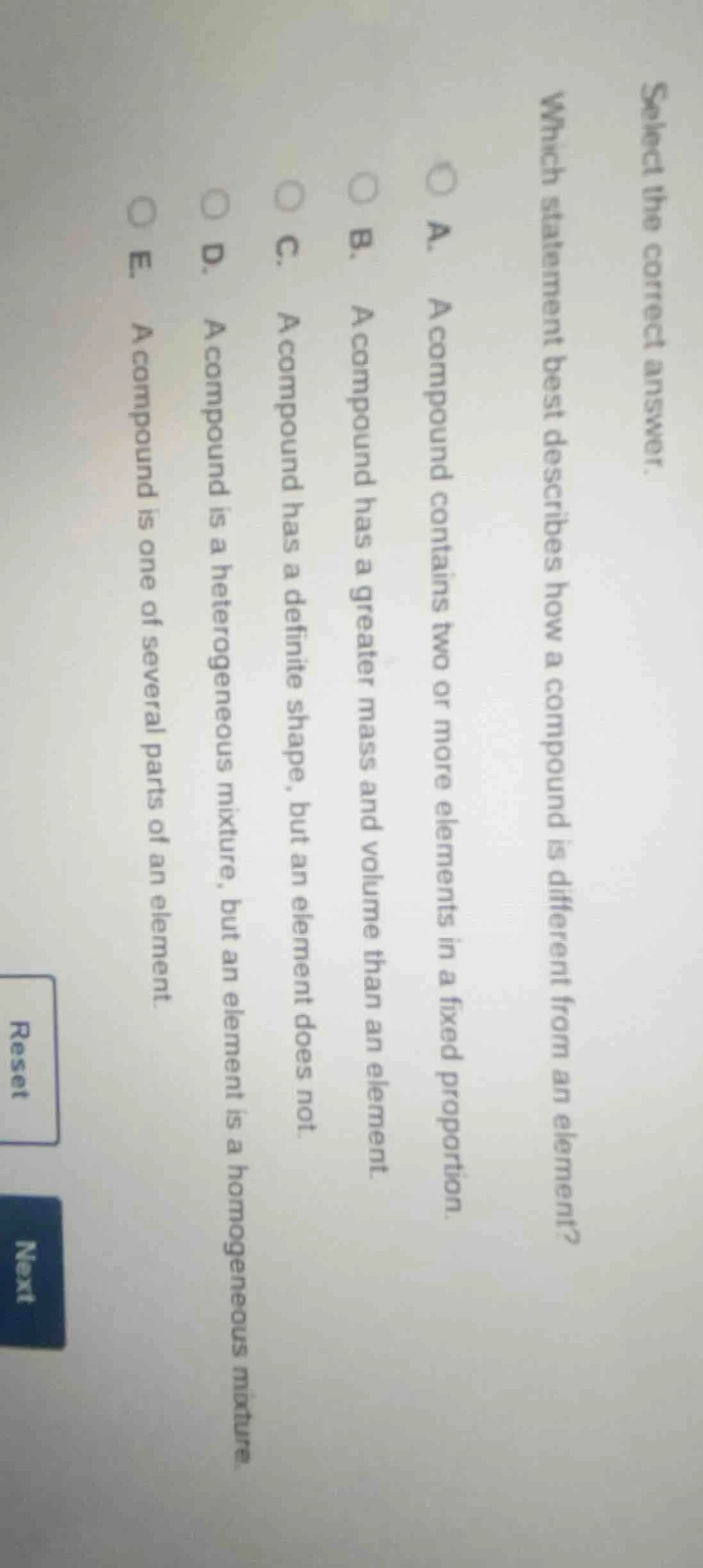 select the correct answer. which statement best describes how a compoun…