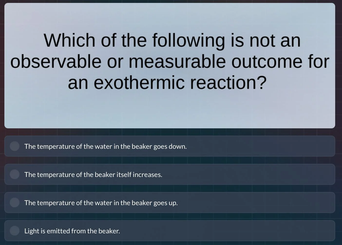 which of the following is not an observable or measurable outcome for a…