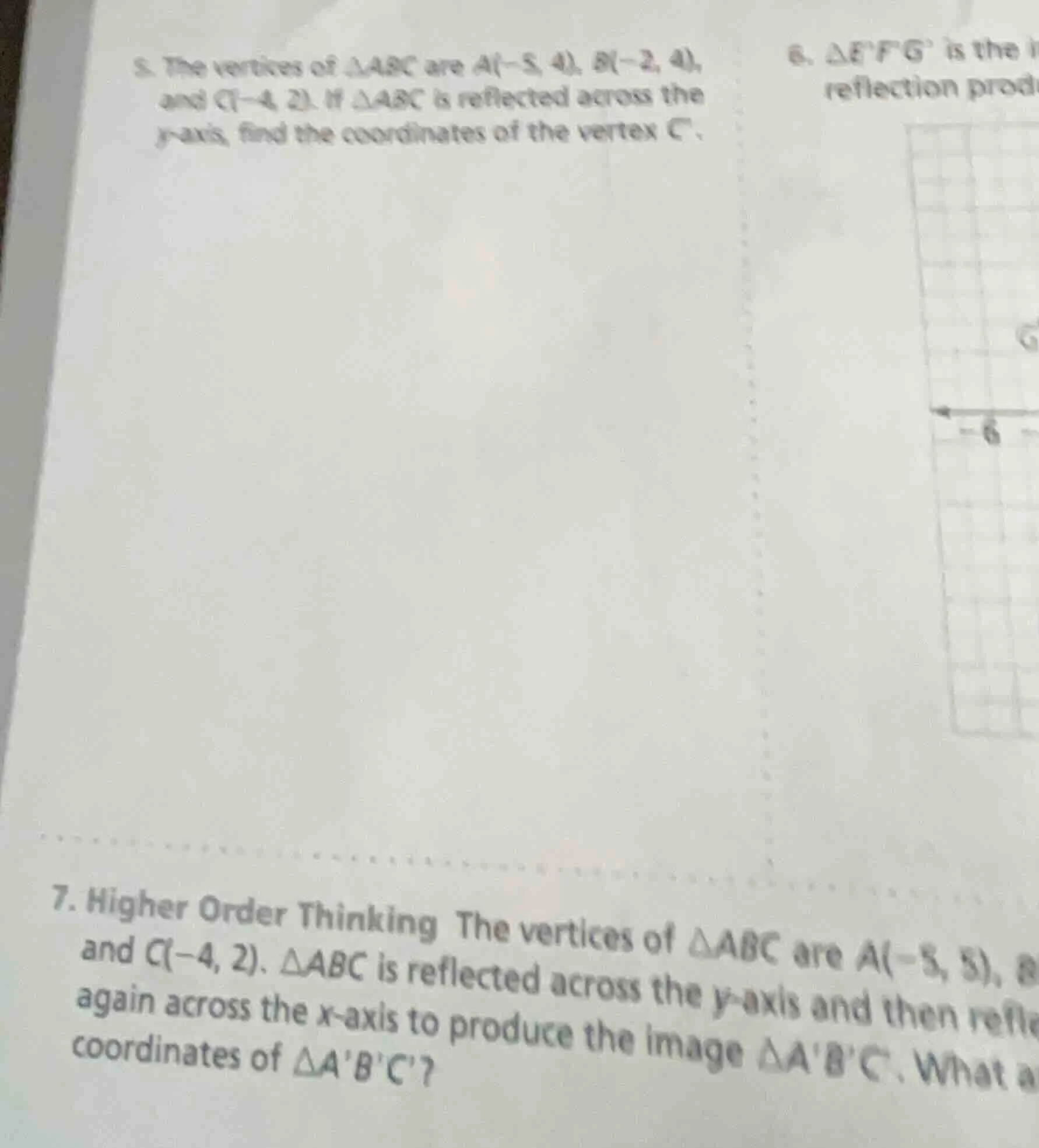 5. the vertices of △abc are a(-5, 4), b(-2, 4), and c(-4, 2). if △abc i…