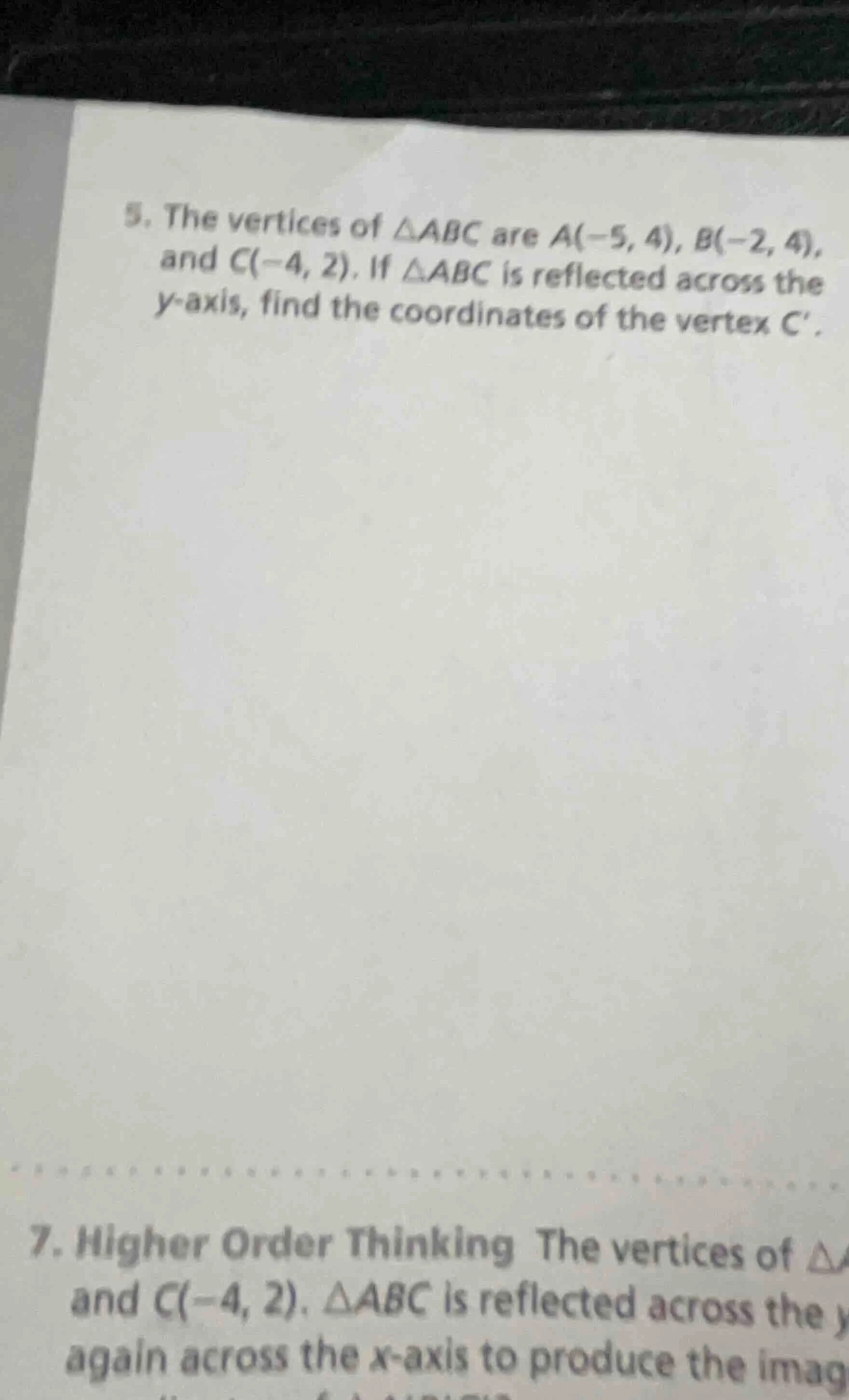5. the vertices of $\\triangle abc$ are $a(-5, 4)$, $b(-2, 4)$, and $c(…
