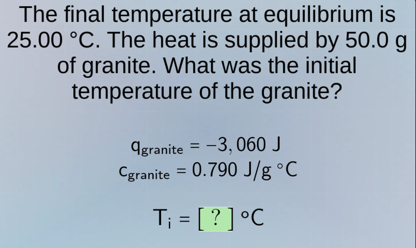 the final temperature at equilibrium is 25.00 °c. the heat is supplied …