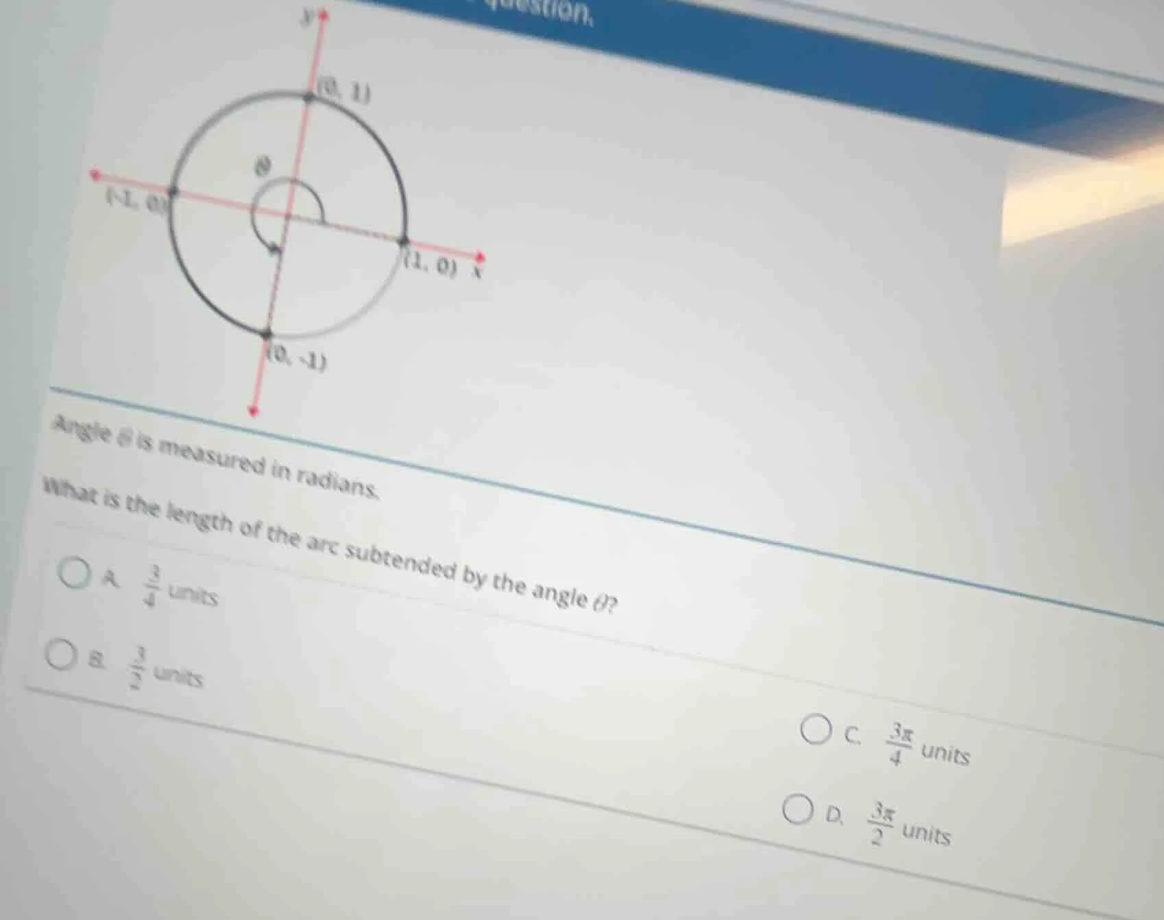 angle ( \theta ) is measured in radians. what is the length of the arc …