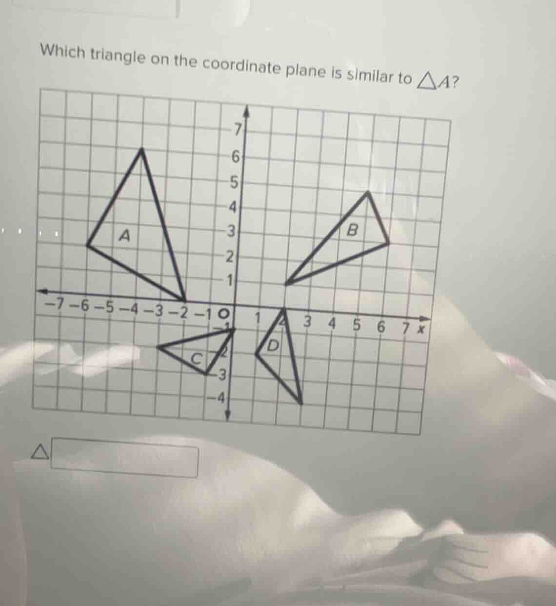 which triangle on the coordinate plane is similar to $\\triangle a$?