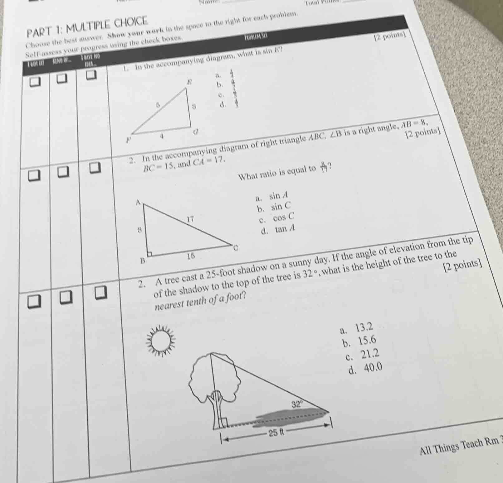 part 1: multiple choice choose the best answer. show your work in the s…