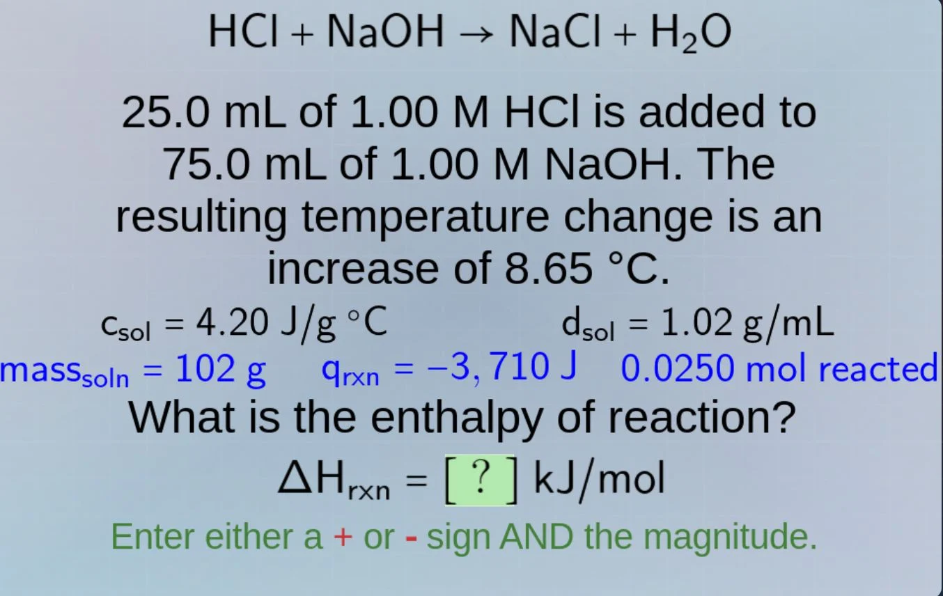 hcl + naoh → nacl + h₂o 25.0 ml of 1.00 m hcl is added to 75.0 ml of 1.…