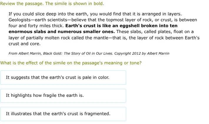 review the passage. the simile is shown in bold. if you could slice dee…