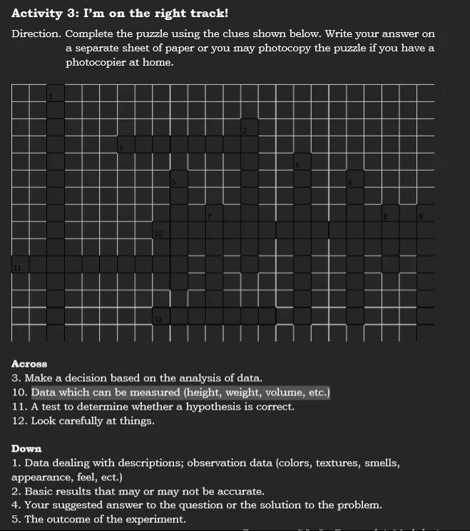 activity 3: im on the right track! direction. complete the puzzle using…