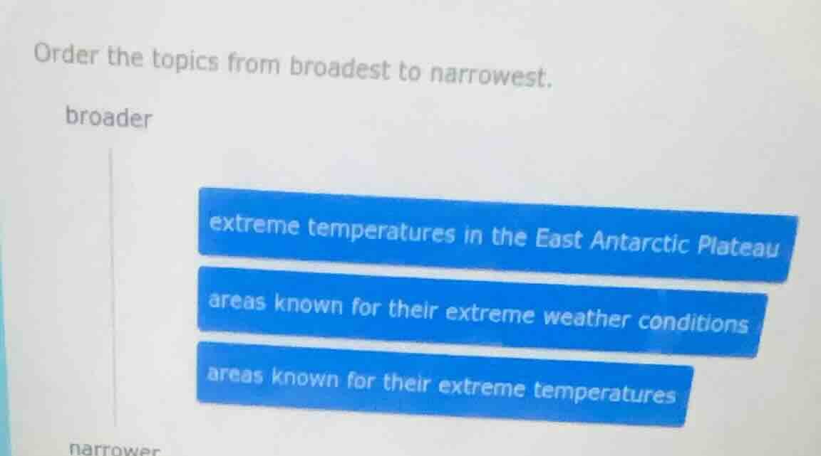order the topics from broadest to narrowest. broader extreme temperatur…