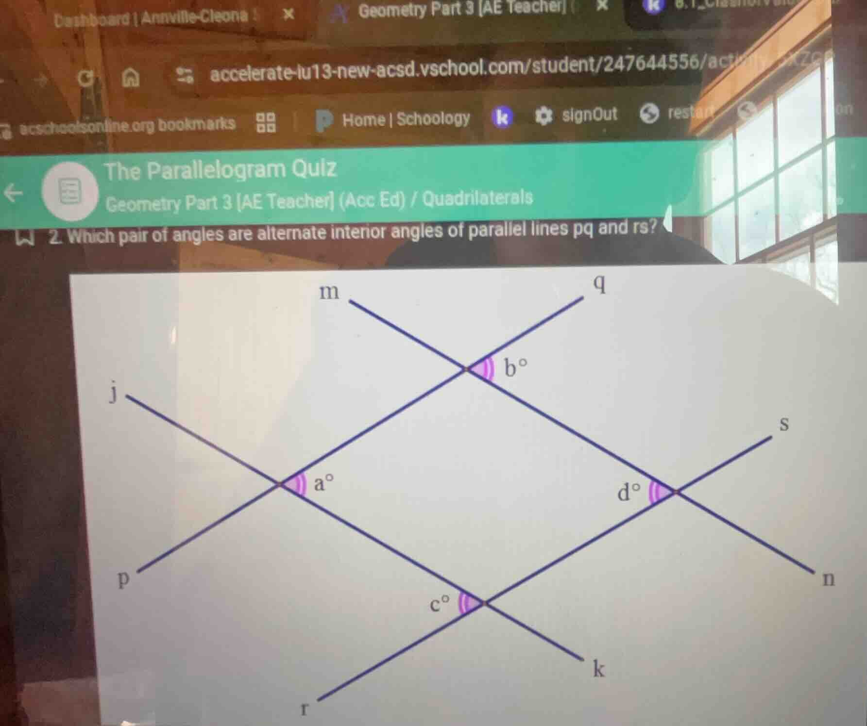 the parallelogram quiz geometry part 3 ae teacher (acc ed) / quadrilate…