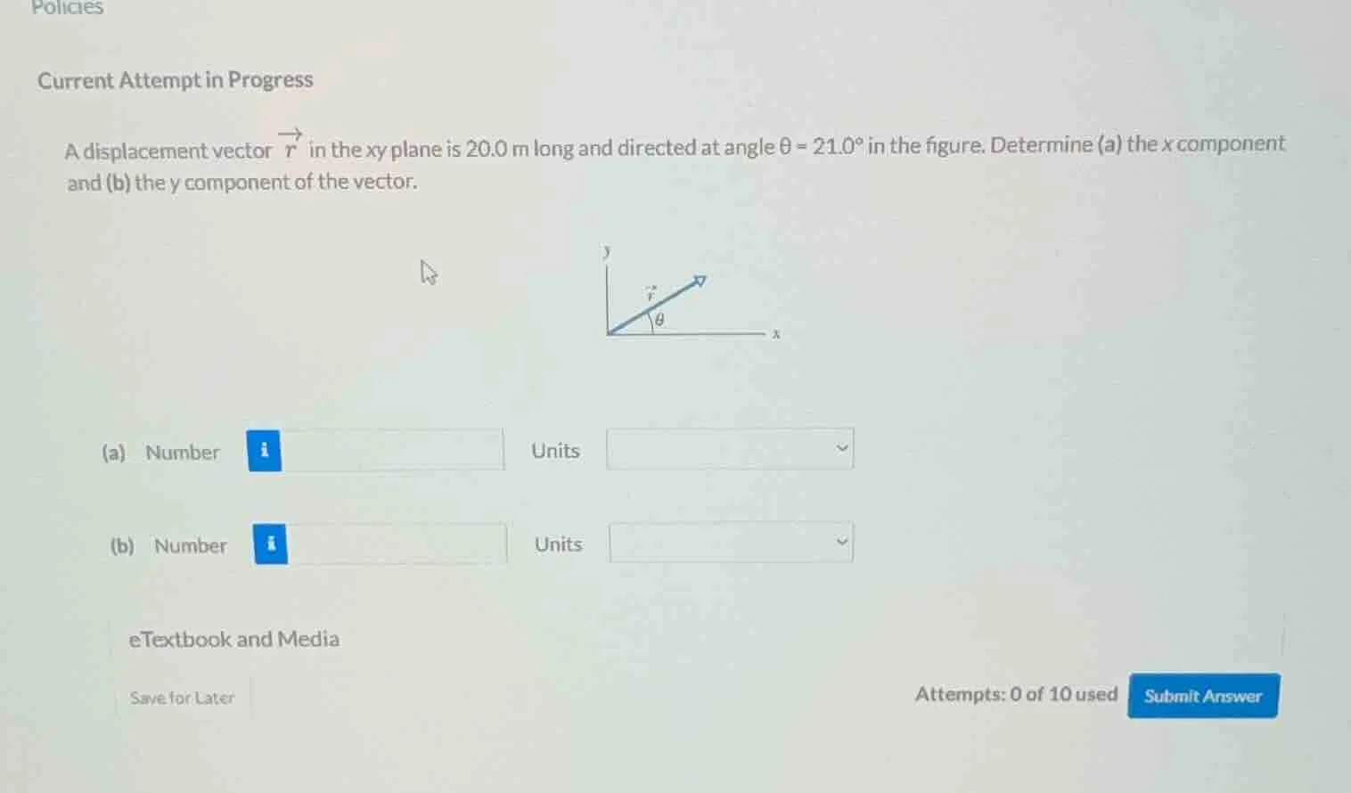 current attempt in progress a displacement vector \\( \\vec{r} \\) in t…