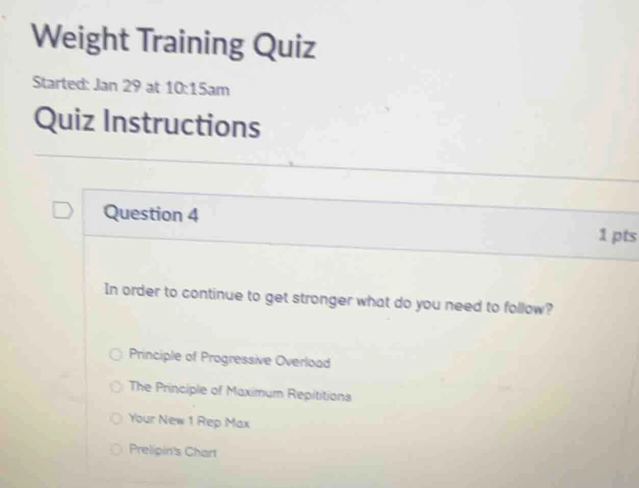 weight training quiz started: jan 29 at 10:15am quiz instructions quest…