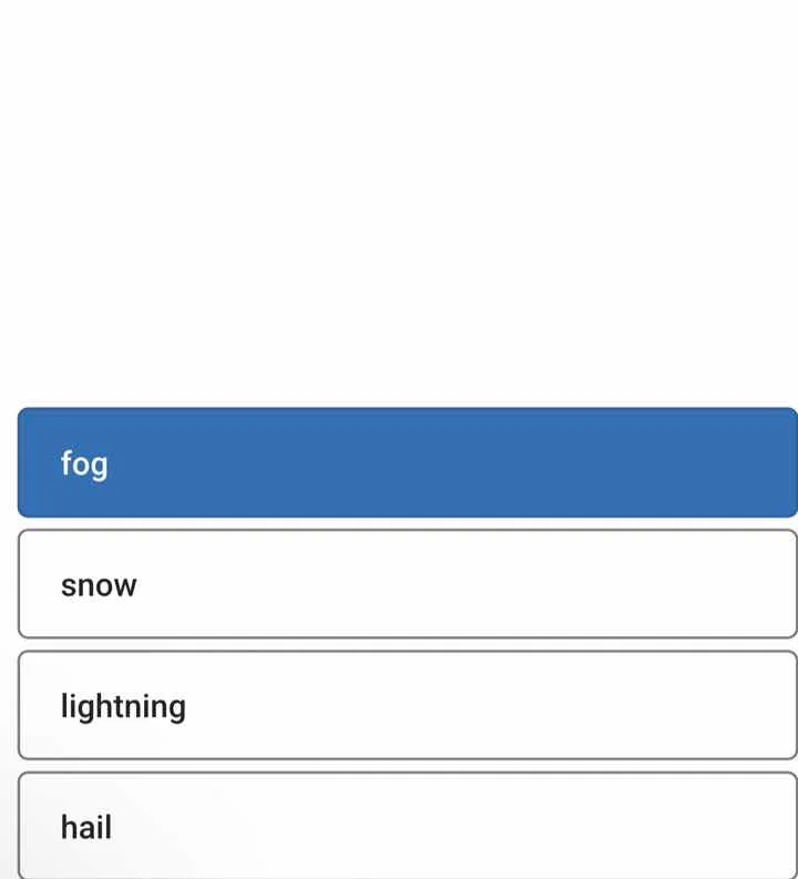 fog snow lightning hail