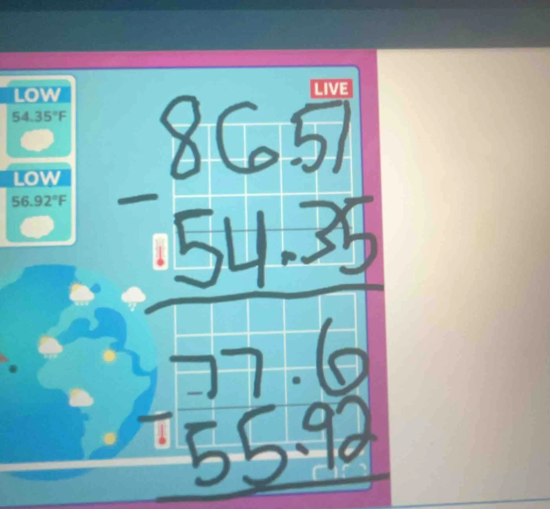 86.51 - 54.35; 77.6 - 55.92