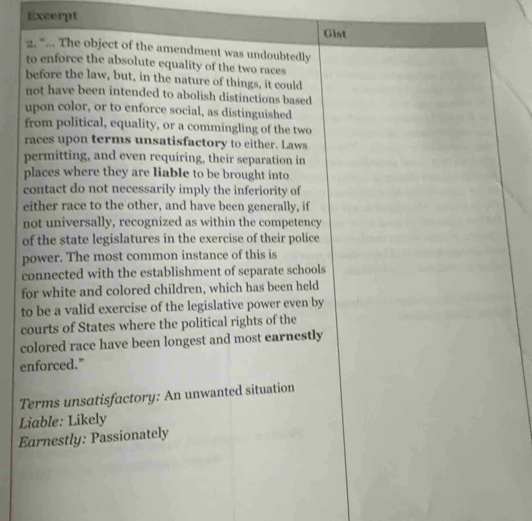 excerpt 2. “... the object of the amendment was undoubtedly to enforce …