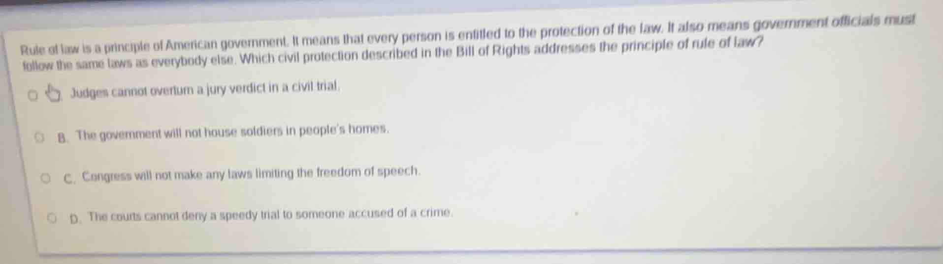 rule of law is a principle of american government. it means that every …