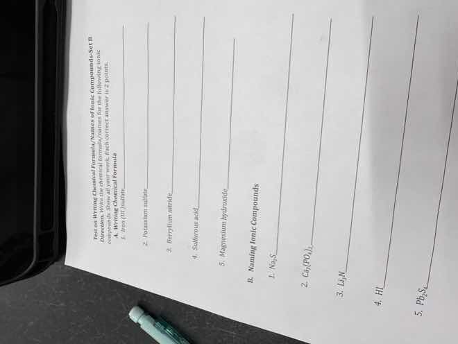 a. writing chemical formulas of ionic compounds set ii directions: writ…