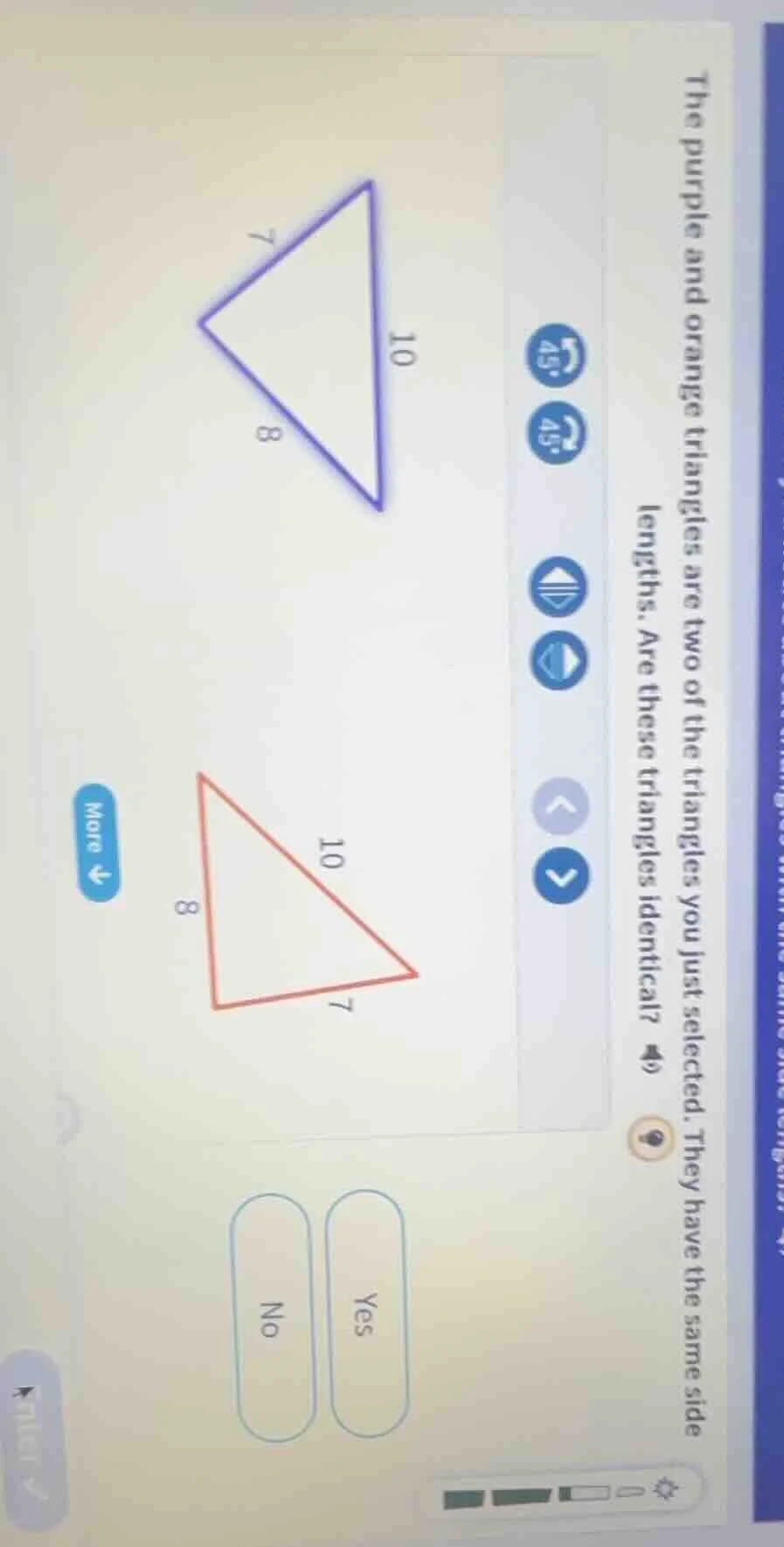 the purple and orange triangles are two of the triangles you just selec…