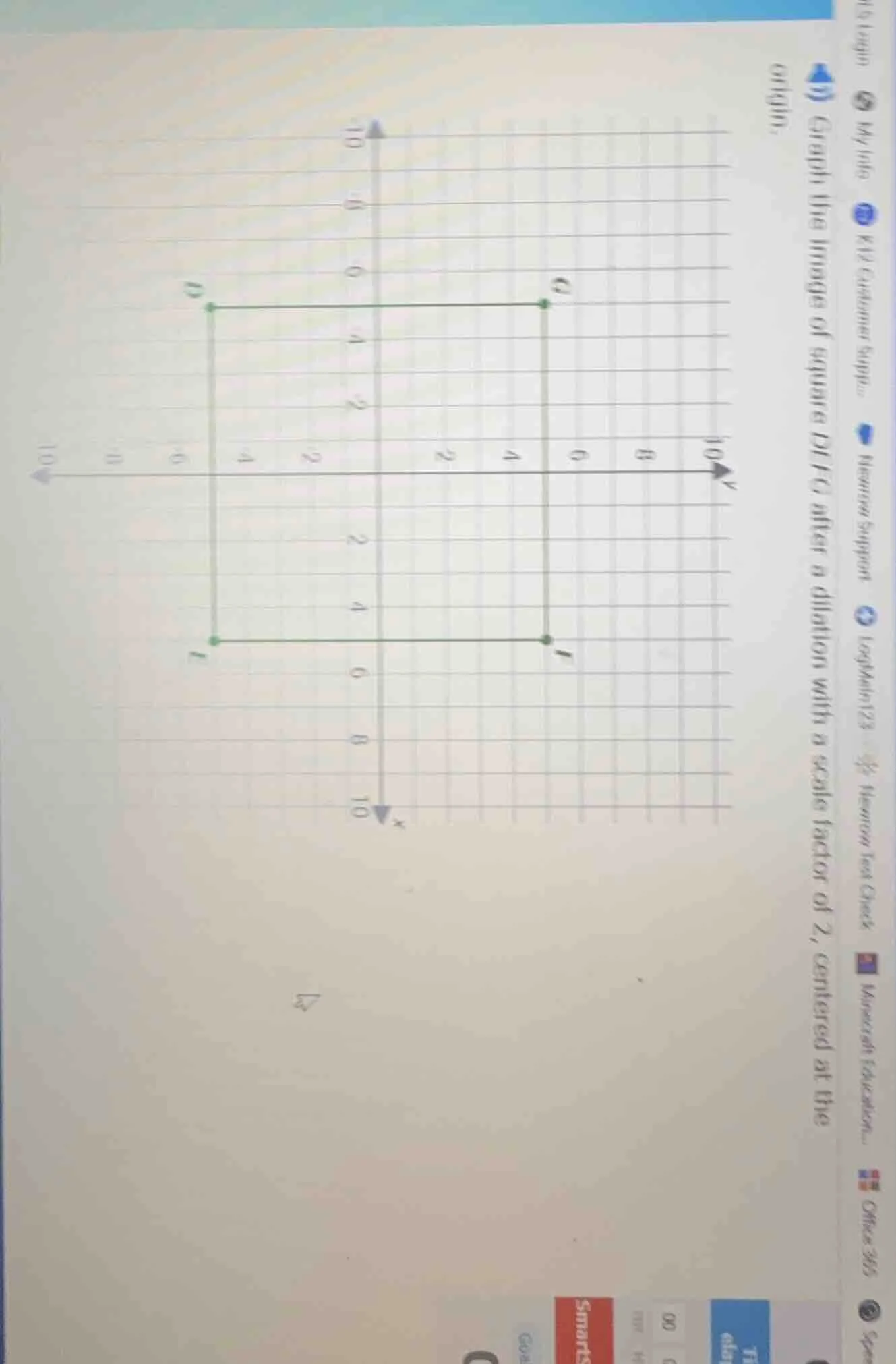 graph the image of square difg after a dilation with a scale factor of …