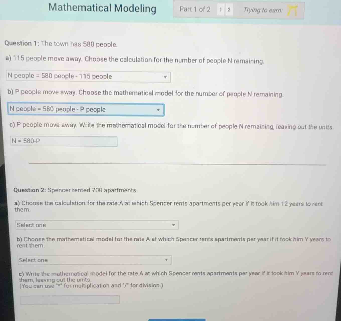 mathematical modeling part 1 of 2 1 2 trying to earn: question 1: the t…