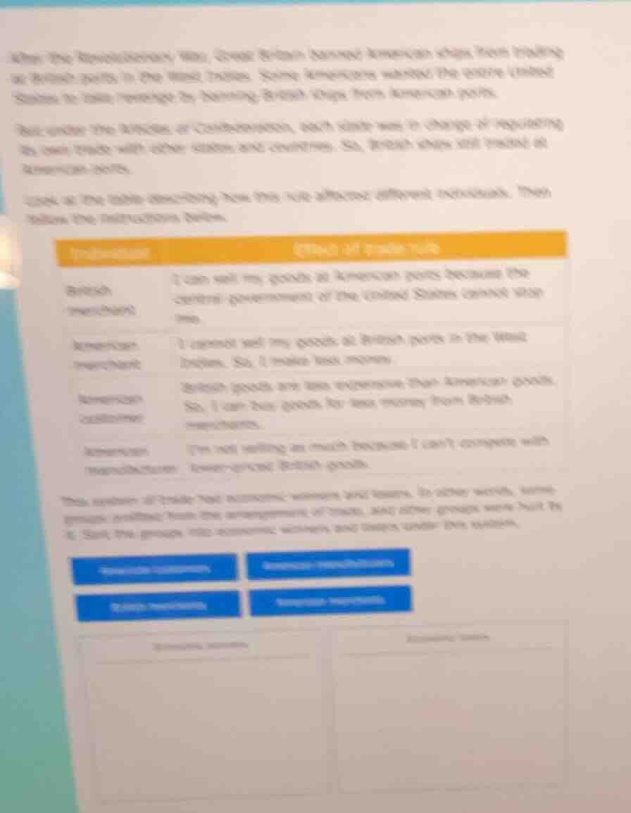 after the revolutionary war, great britain banned american ships from t…