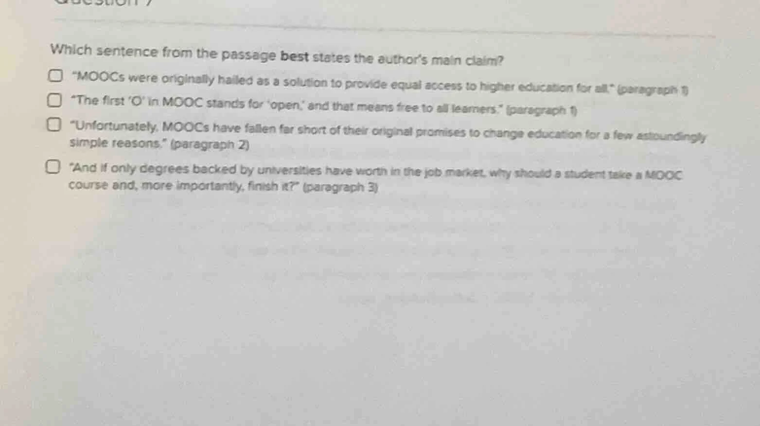 which sentence from the passage best states the author’s main claim? \m…