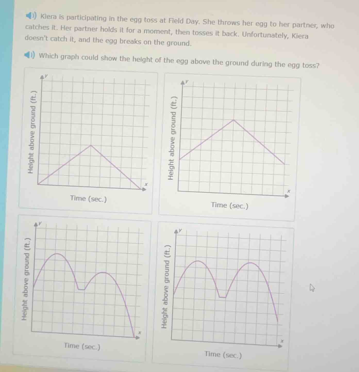 kiera is participating in the egg toss at field day. she throws her egg…