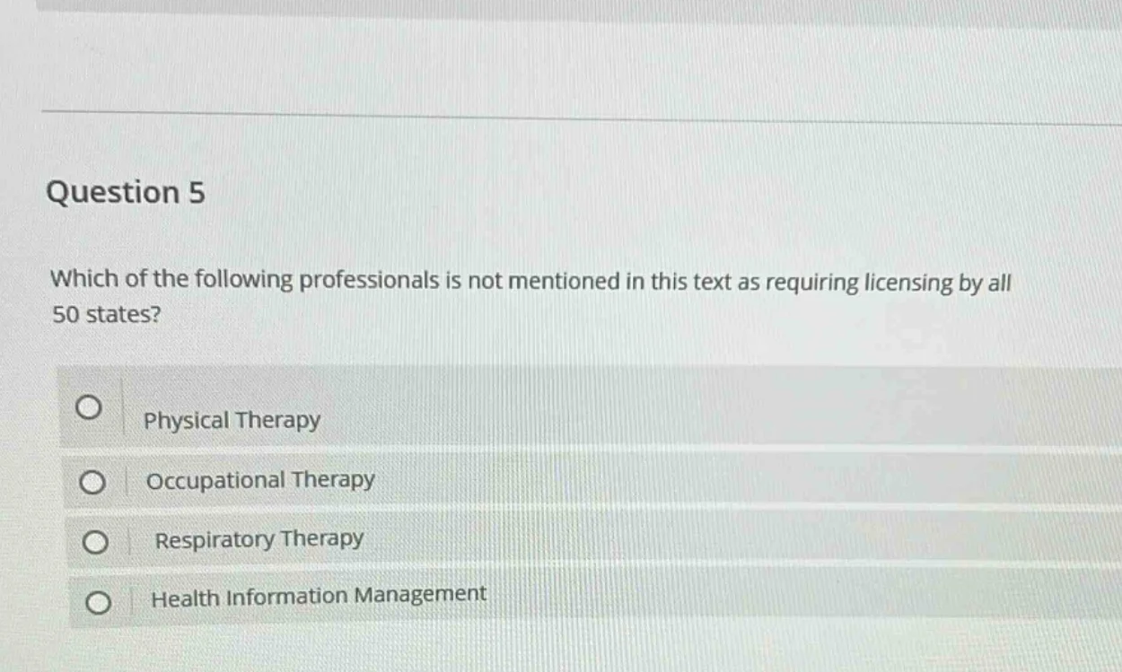 question 5 which of the following professionals is not mentioned in thi…