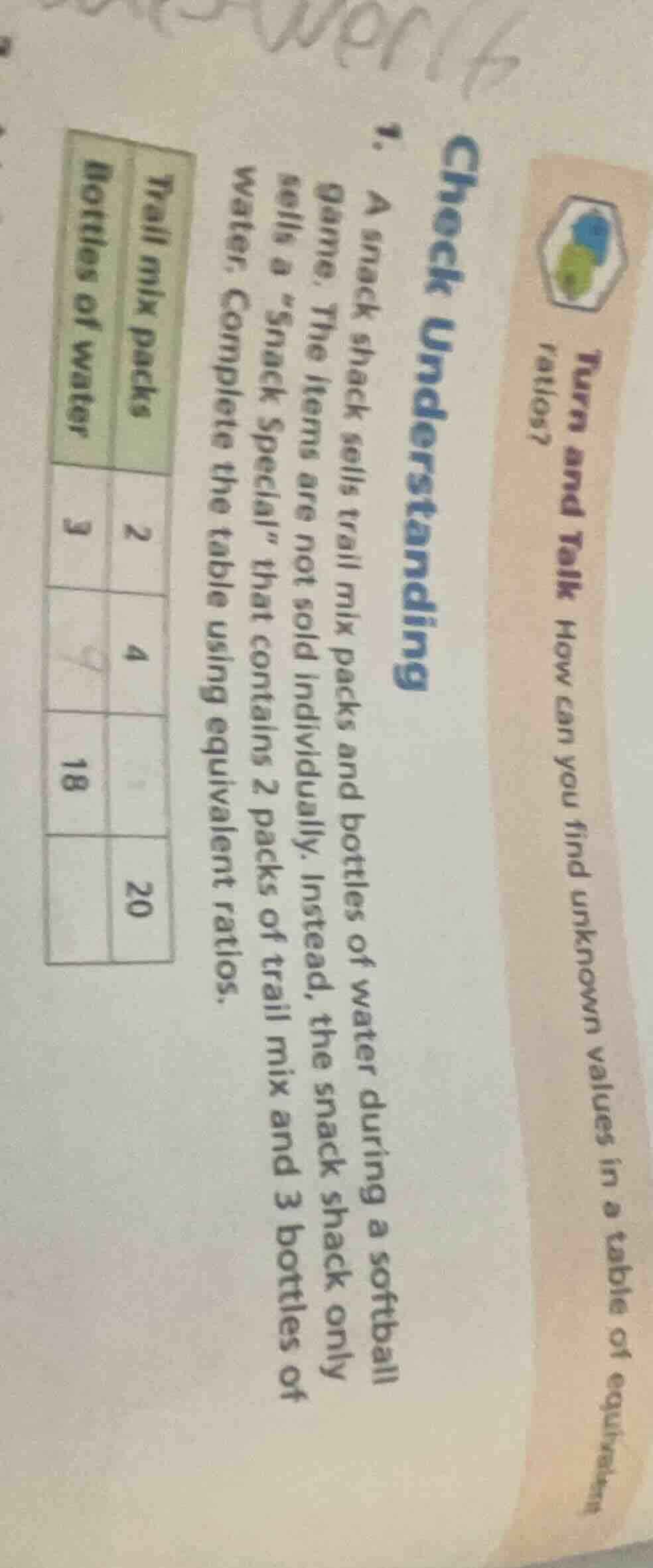 check understanding 1. a snack shack sells trail mix packs and bottles …