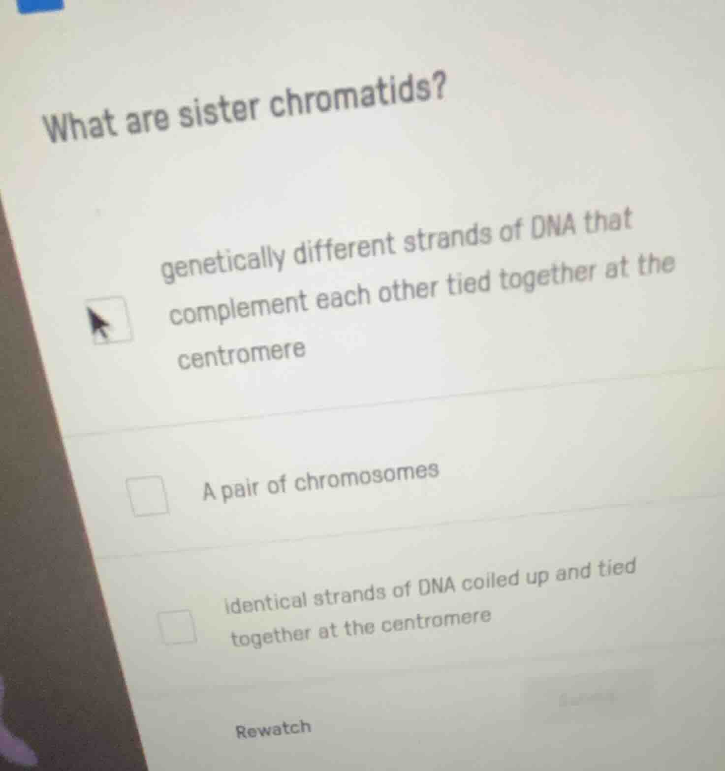 what are sister chromatids? genetically different strands of dna that c…