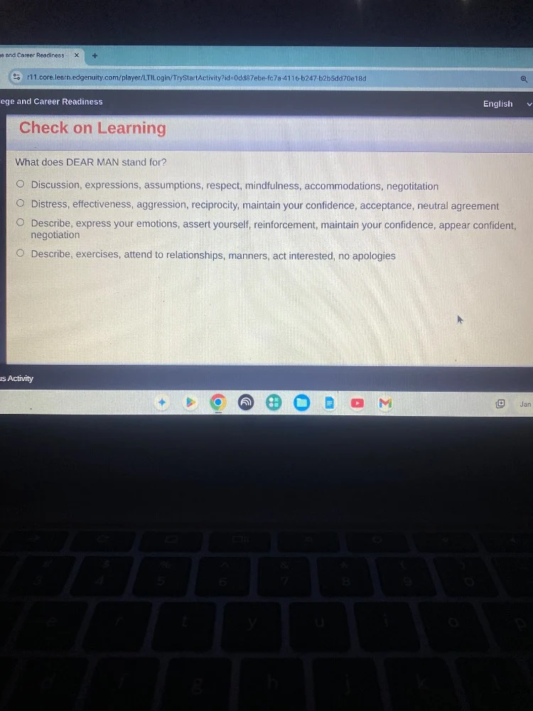 check on learning what does dear man stand for? - discussion, expressio…