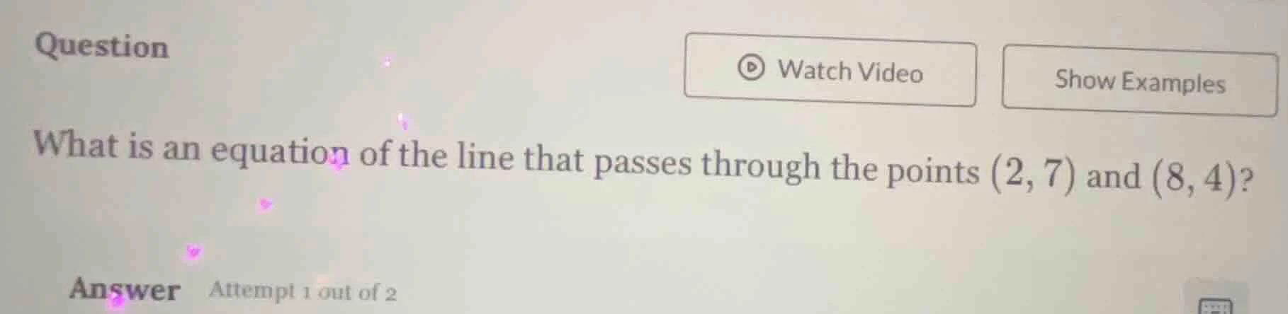 question what is an equation of the line that passes through the points…
