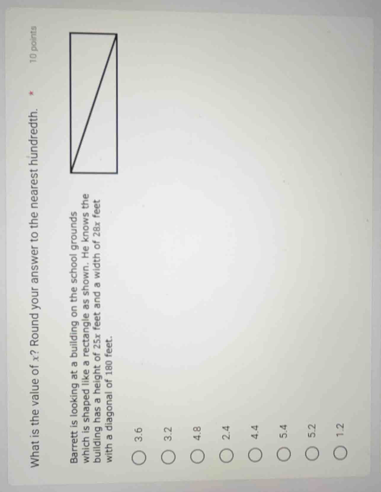 what is the value of x? round your answer to the nearest hundredth. * 1…