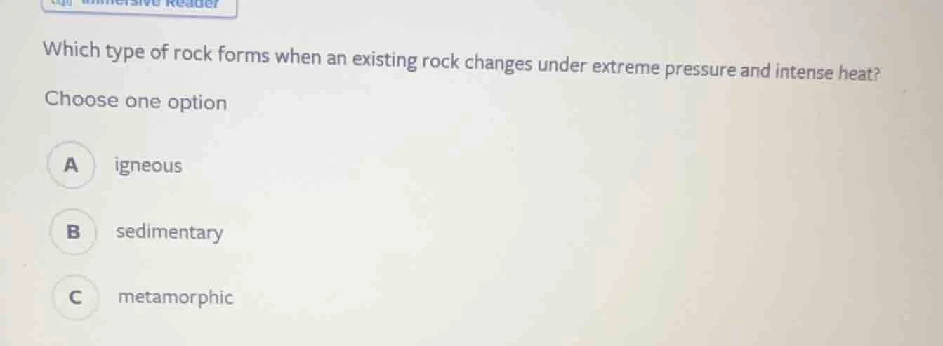 which type of rock forms when an existing rock changes under extreme pr…