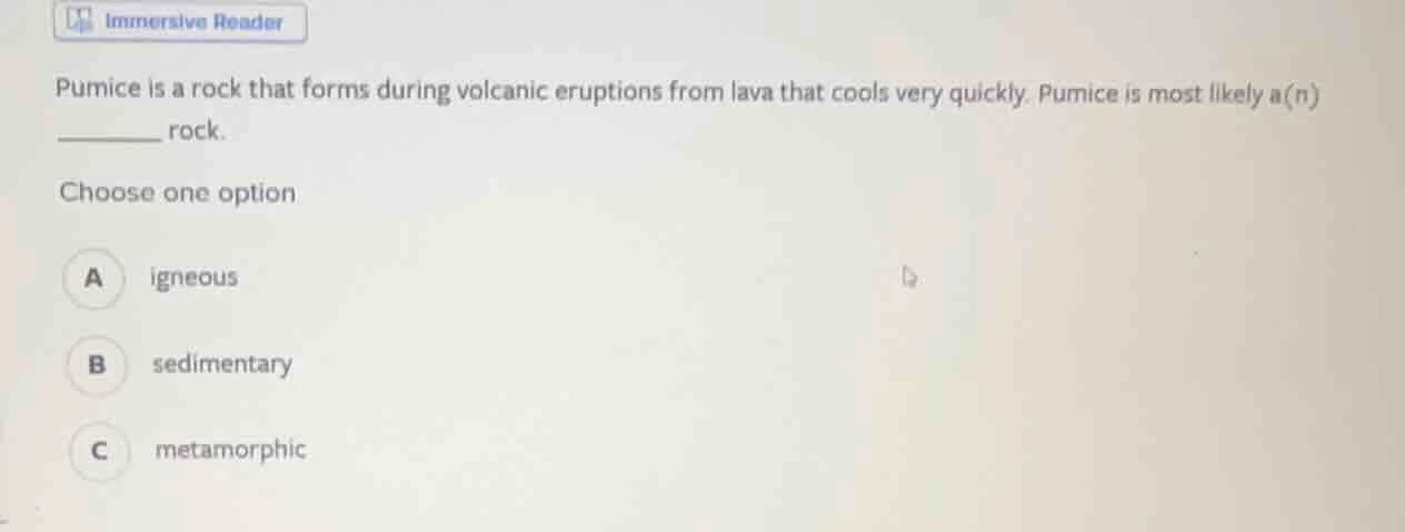 pumice is a rock that forms during volcanic eruptions from lava that co…