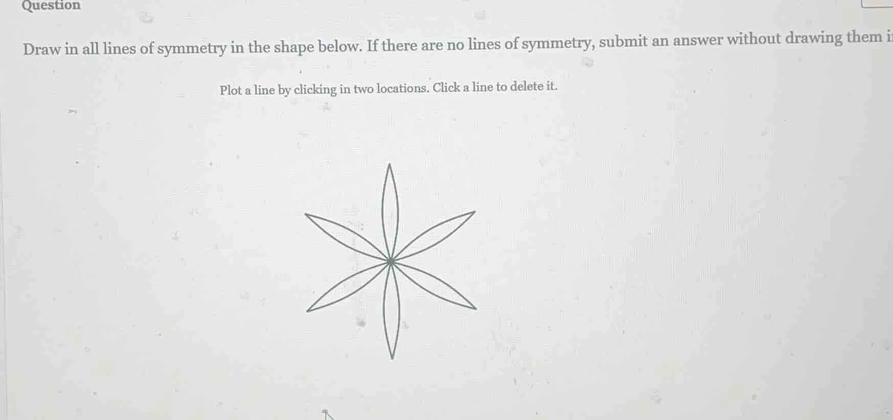 question draw in all lines of symmetry in the shape below. if there are…