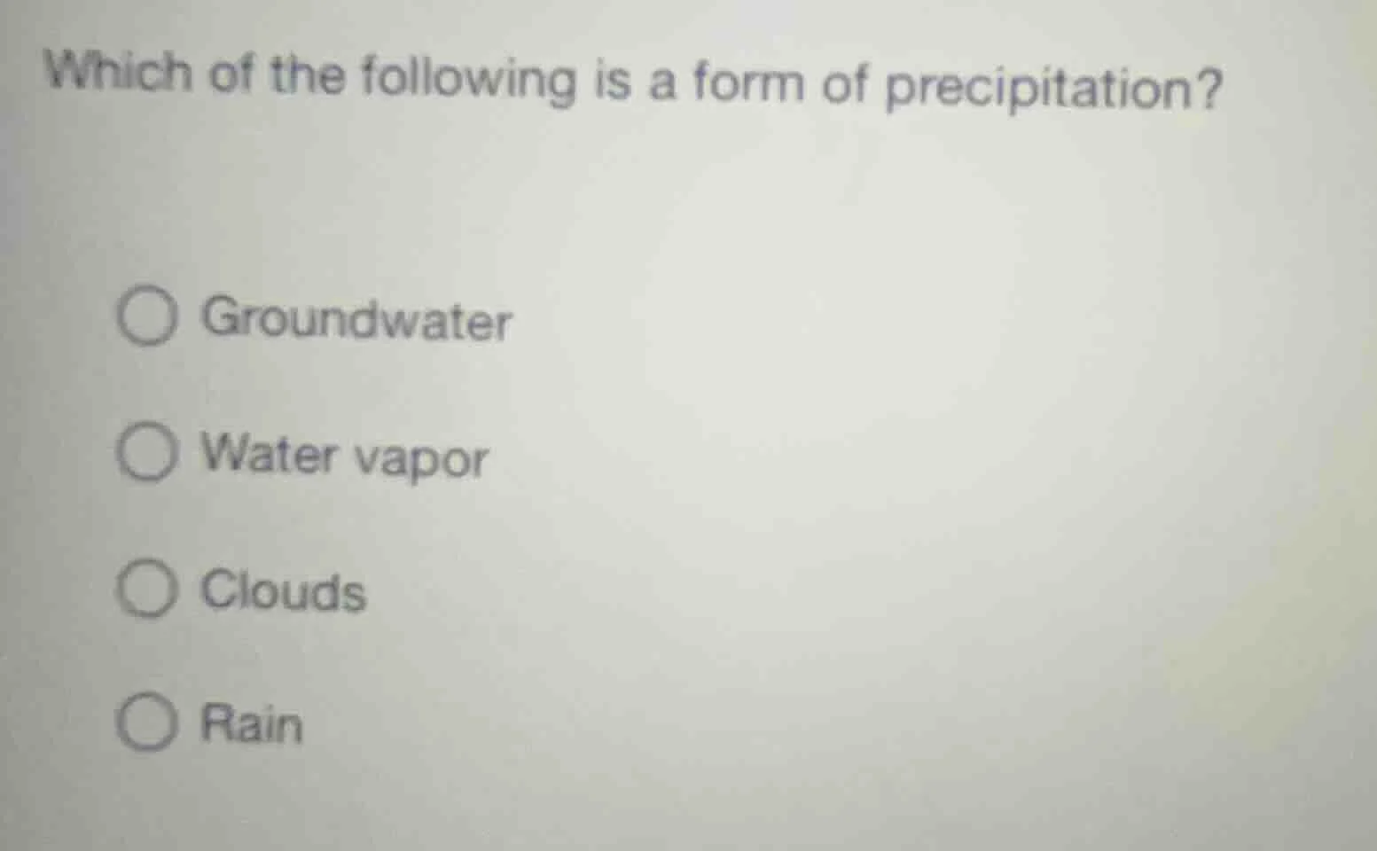 which of the following is a form of precipitation? groundwater water va…